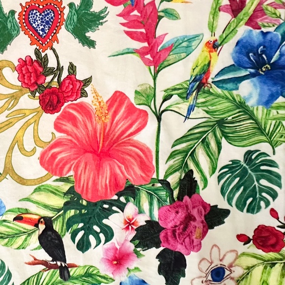 Miguelina Zendaya Floral Pants Cropped Wide Leg Tropical -‎ Large - Picture 7 of 9